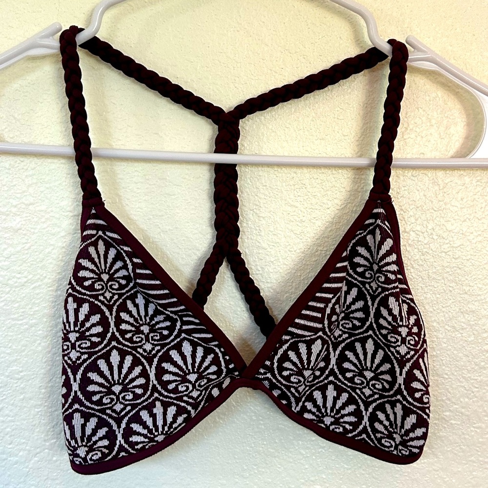 Free People Burgundy and White Patterned Bralette
